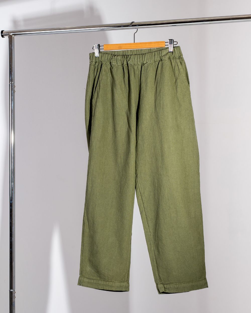 Pantalon été léger en lin vert kaki -  - Perus